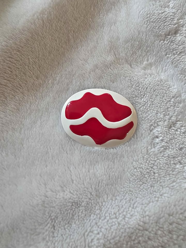 Red and White Brooch