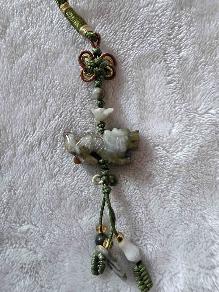 Multi-Gem Jade Dragon Woven Charm