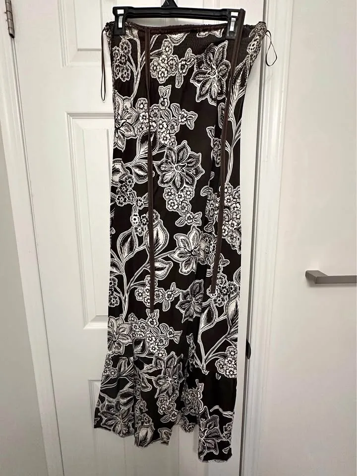 Brown and White Halter Maxi Dress thumbnail