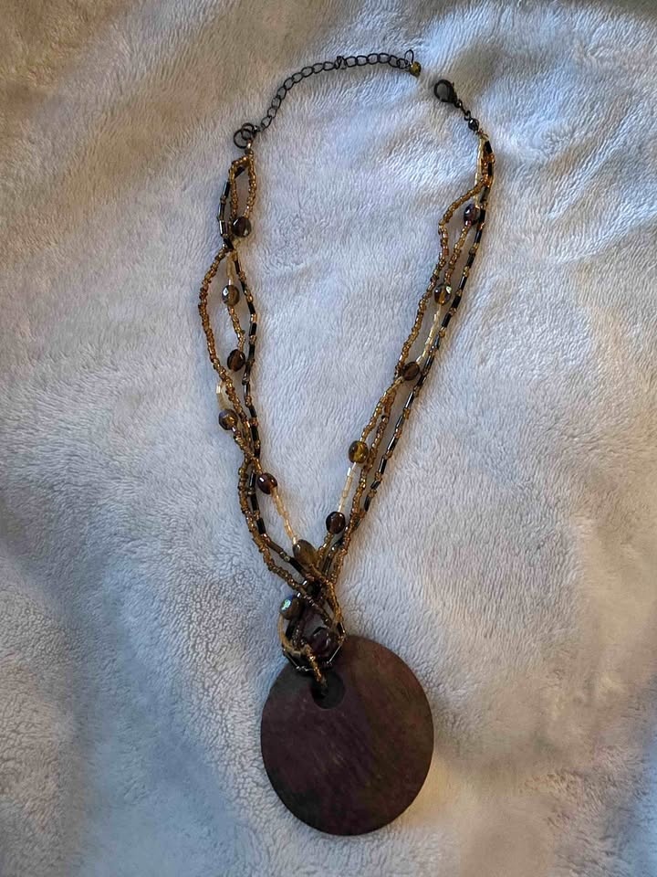 Vintage Wooden Pendant Necklace