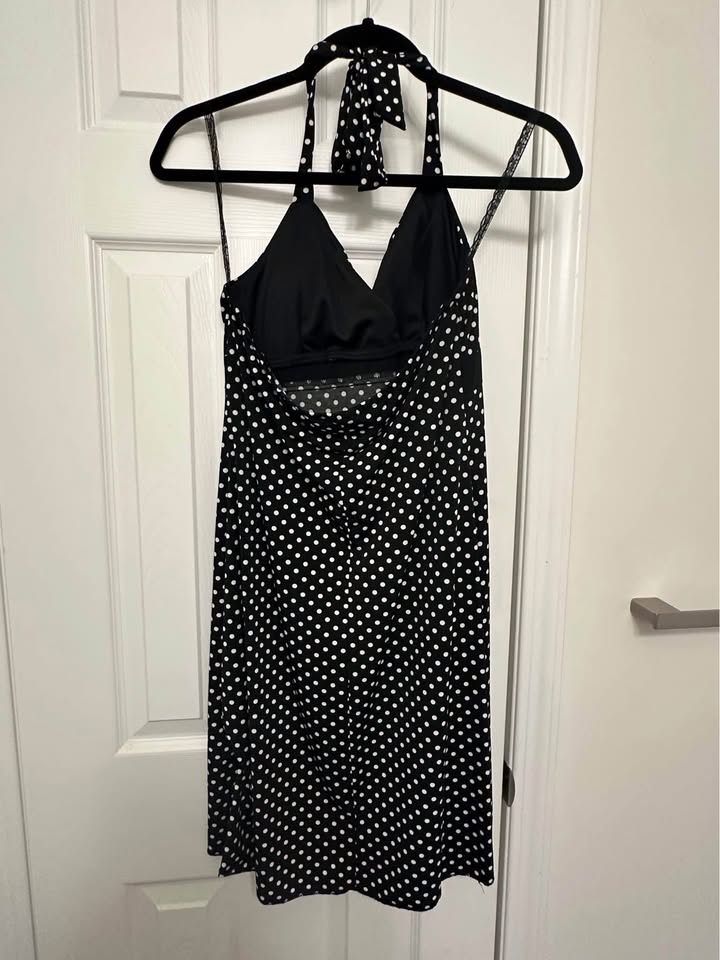 Black with White Polka Dots Halter Dress - photo 4
