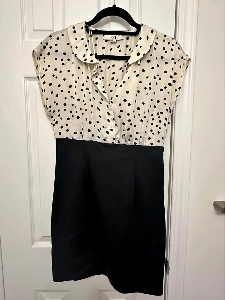 Forever 21 Black and White Polka Dot Dress thumbnail
