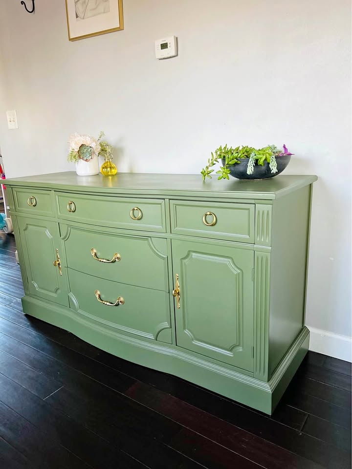 Vintage Buffet/Sideboard - Olive Green