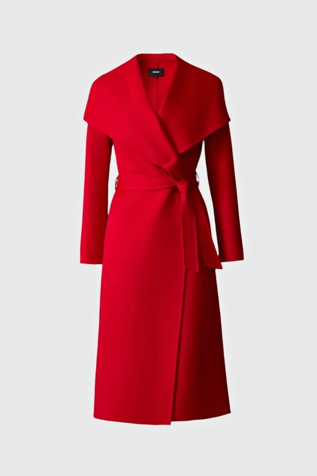 Mackage Mai Wool Wrap Coat in Red