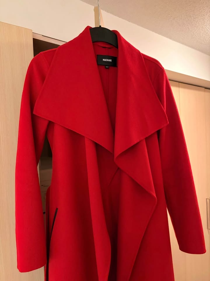 Mackage Mai Wool Wrap Coat in Red - photo 4