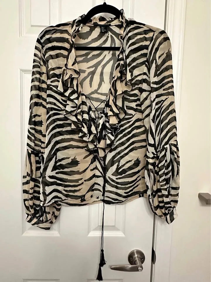 H&M Zebra/Tiger Sheer Top thumbnail