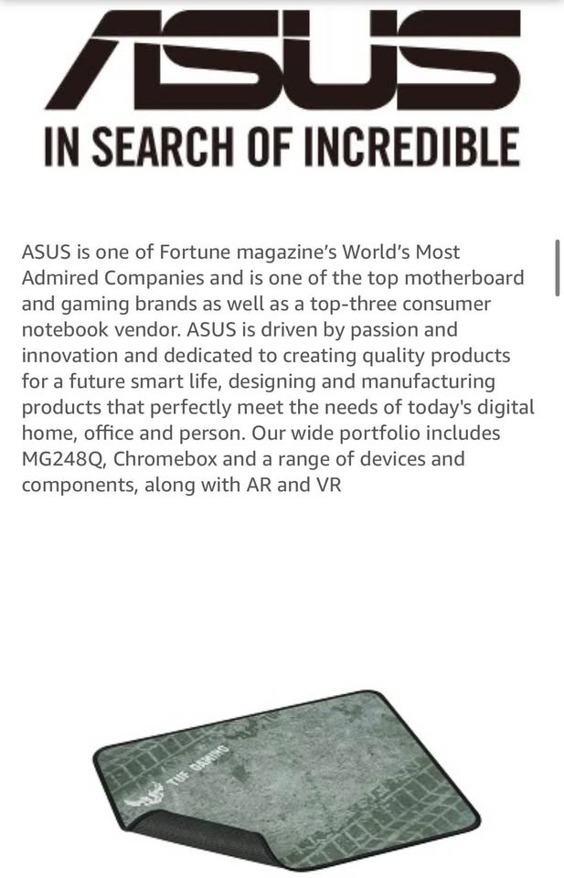 ASUS TUF P3 Gaming Mouse Pad - Anti-Fray - photo 3