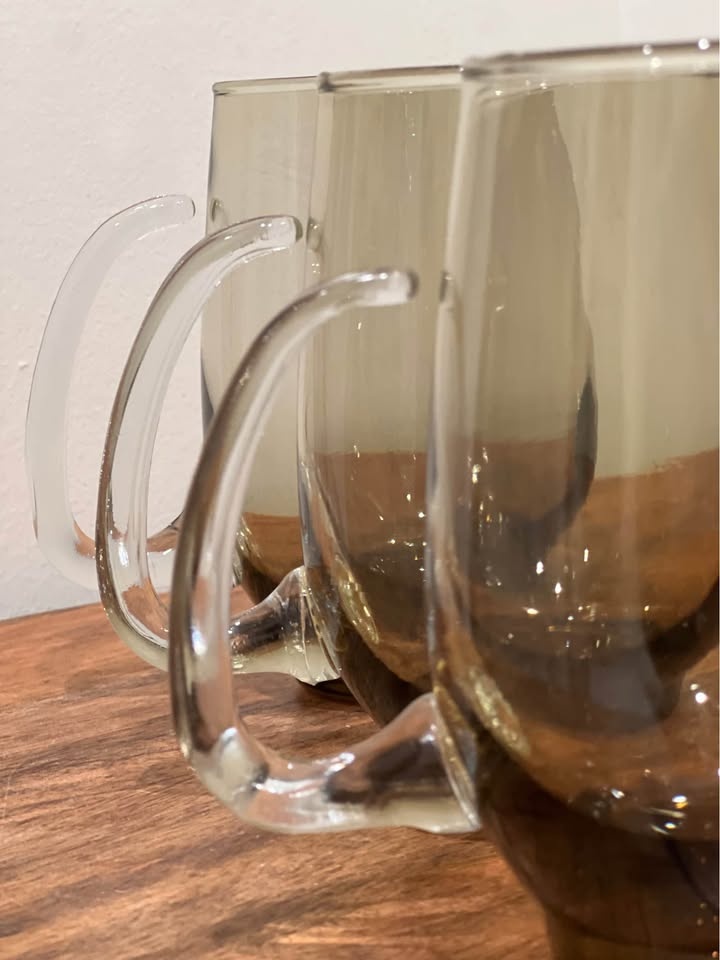 Vintage MCM Libbey Tempo Brown Smoke Glass Mugs - Set of 3 - photo 5