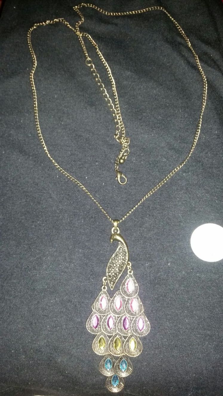 Long Necklace w/ Beautiful Peacock Charm - photo 2