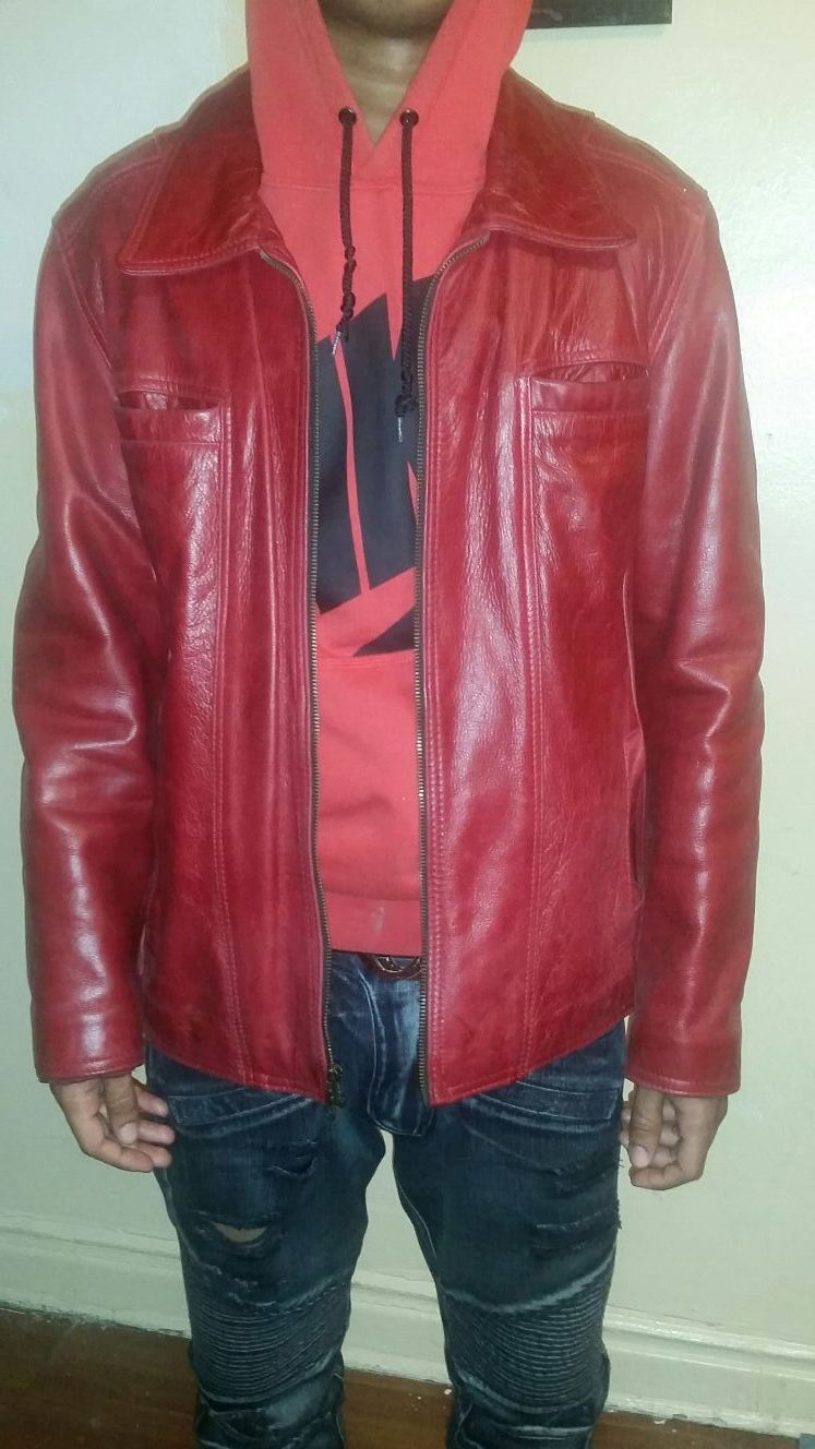 Womens Red Leather Coat