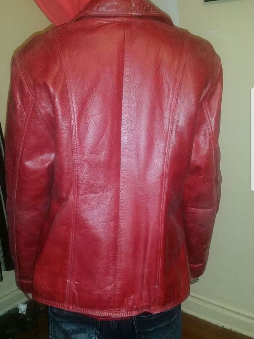 Womens Red Leather Coat - photo 3