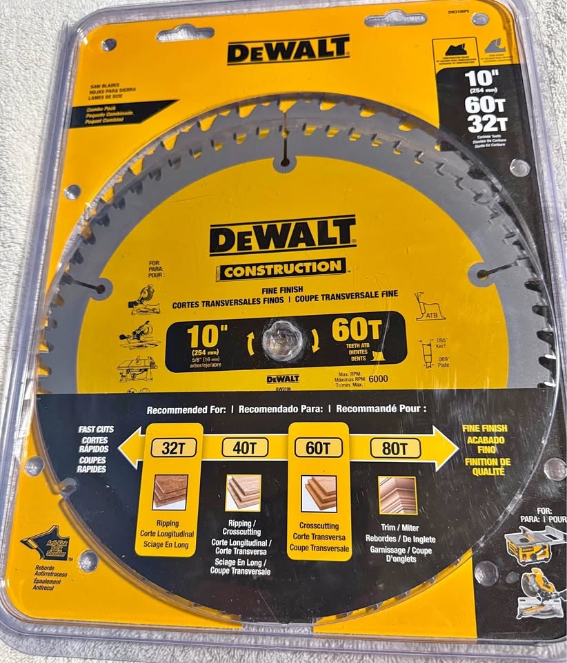 DEWALT 10” 60T & 30T Blade Kit