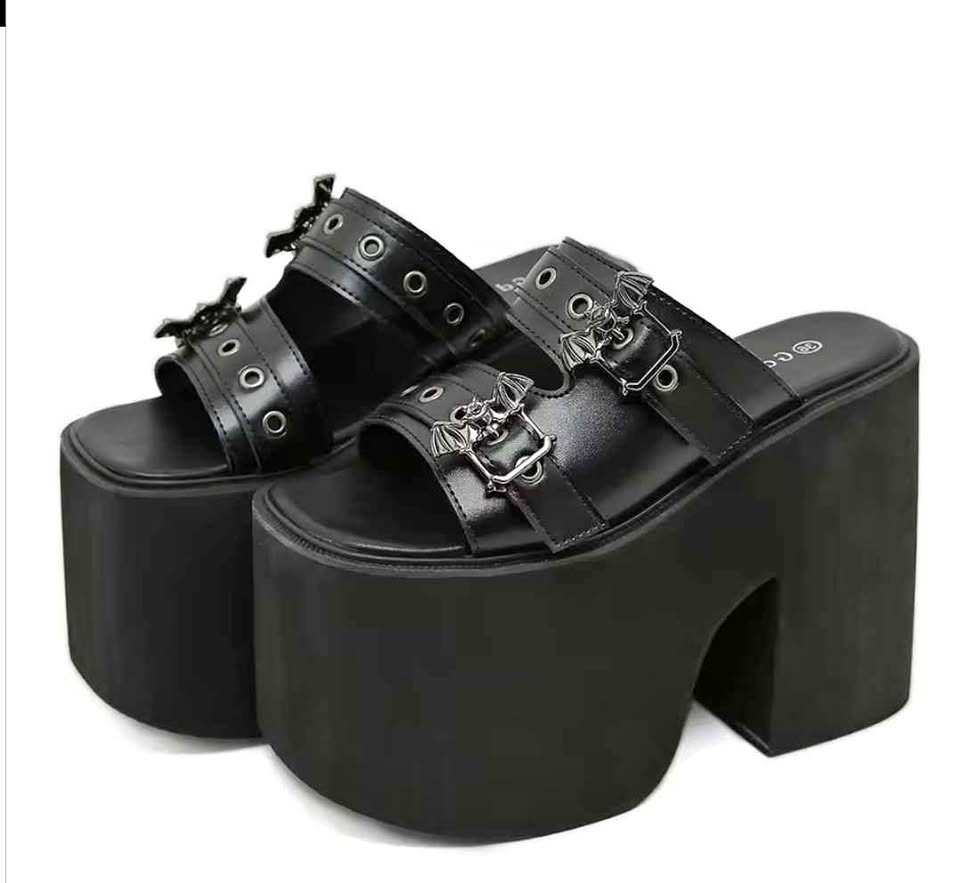 New Goth Wedge Sandals Platform Shoes Size 40 (8.5)