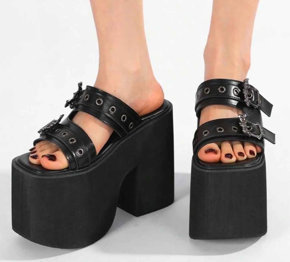 New Goth Wedge Sandals Platform Shoes Size 40 (8.5) - photo 3
