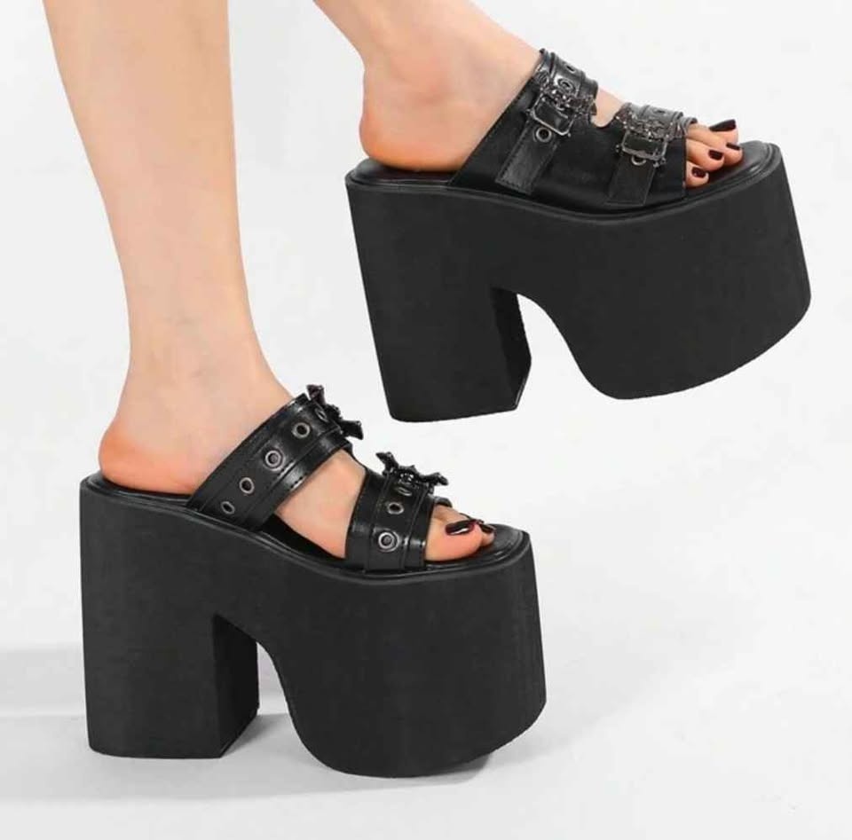 New Goth Wedge Sandals Platform Shoes Size 40 (8.5) - photo 4