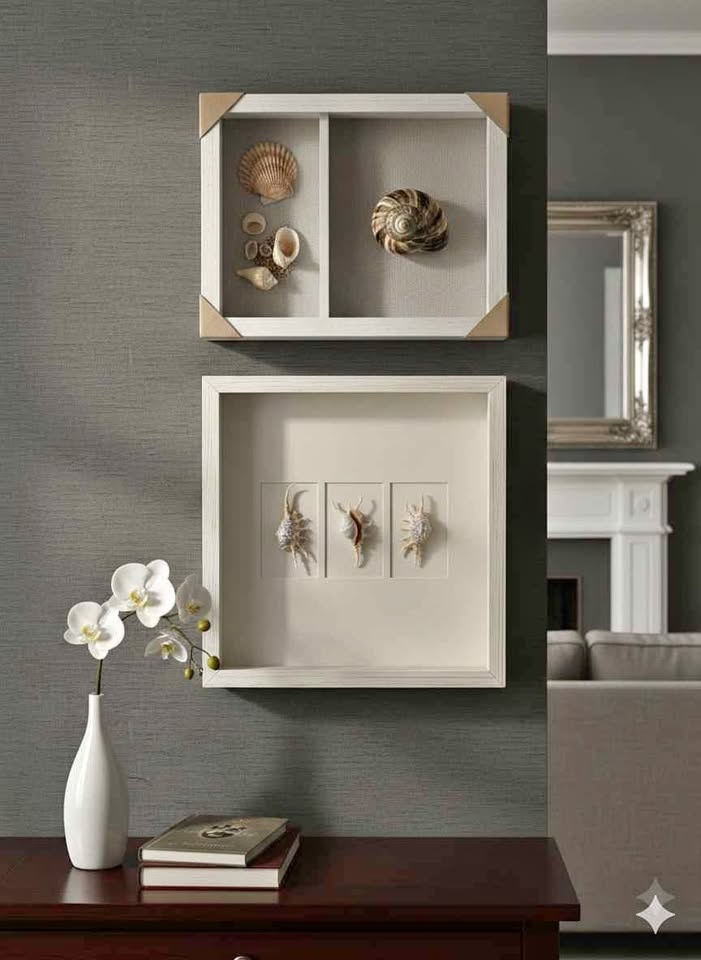 Handcrafted Sea Shell Shadow Box Set