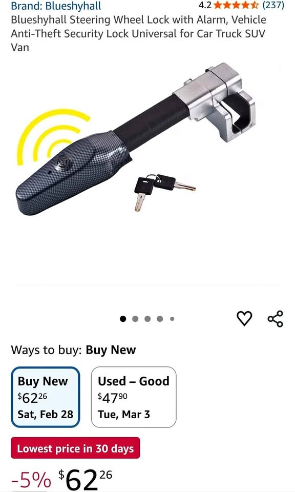 Steering Wheel Lock with Alarm