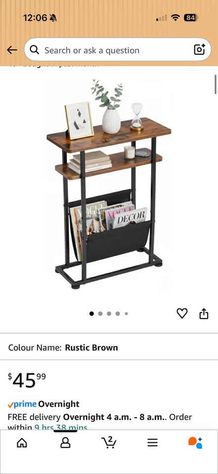 Narrow End Table / Side Table with Magazine Rack - photo 3