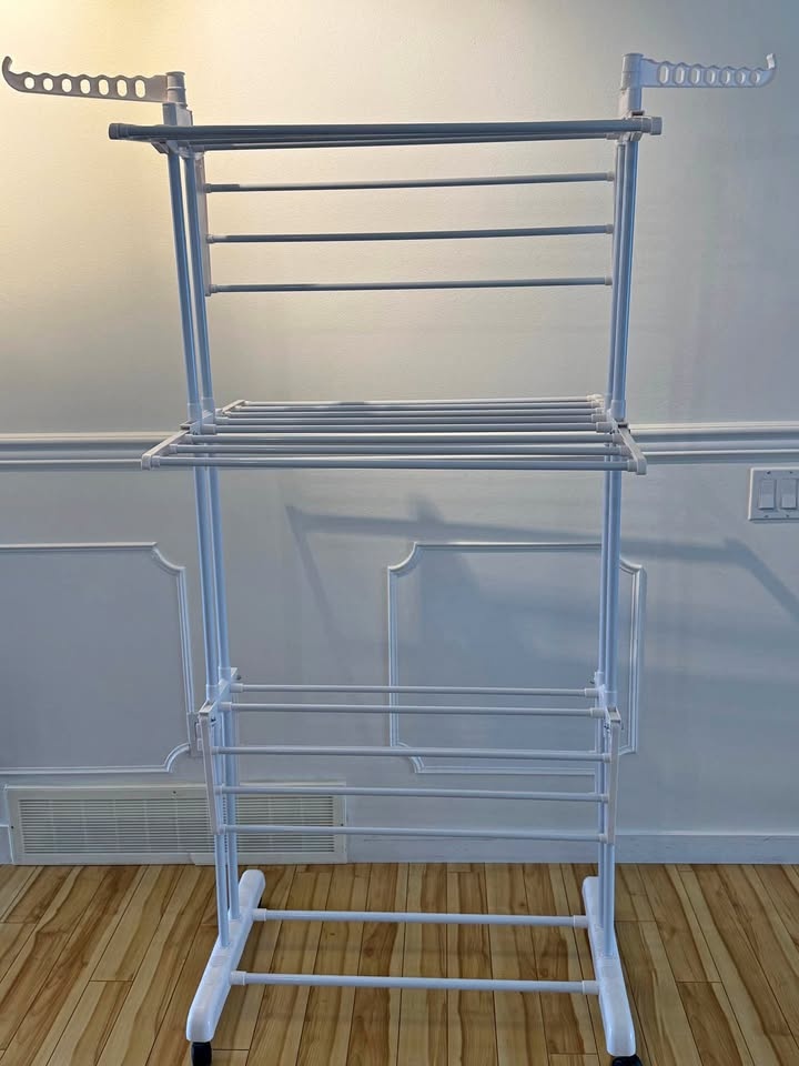 Large 4-Tier Foldable Clothes Drying Rack on Wheels