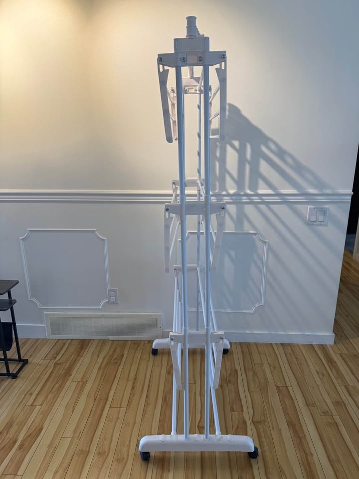 Large 4-Tier Foldable Clothes Drying Rack on Wheels - photo 4