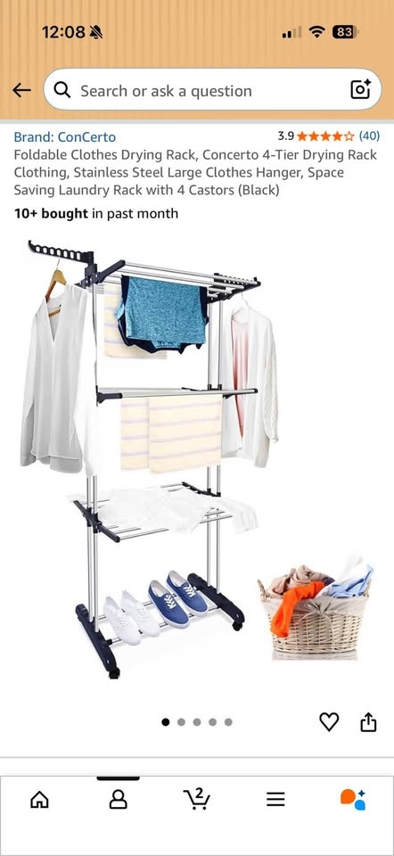 Large 4-Tier Foldable Clothes Drying Rack on Wheels - photo 5