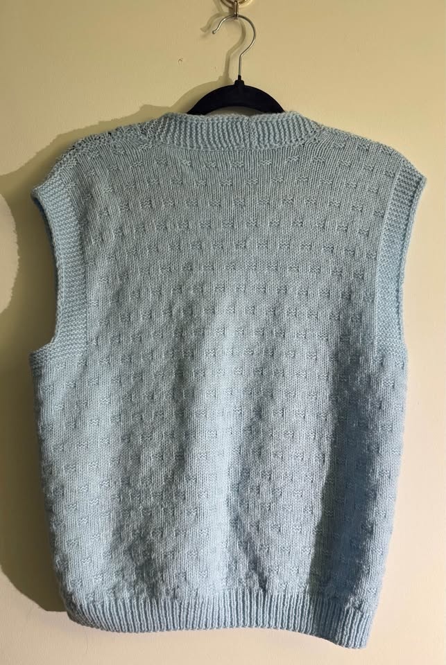 Hand Knit Baby Blue Sweater Vest - photo 5
