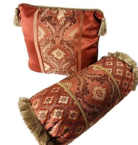 Luxury Decorative Pillow Set - Damask Crimson/Gold Regency Tasse