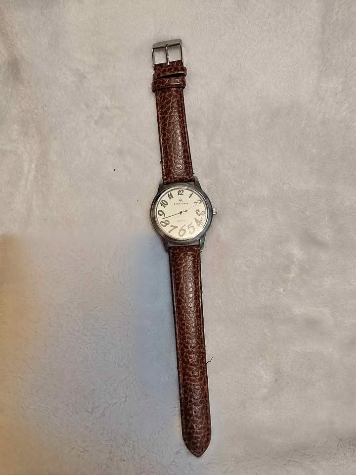 Louis Arden Stainless Steel Genuine Leather Watch