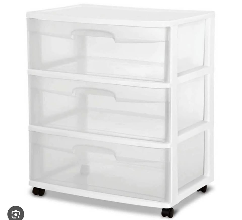 White 3-Drawer Plastic Storage Cart w/ Wheels