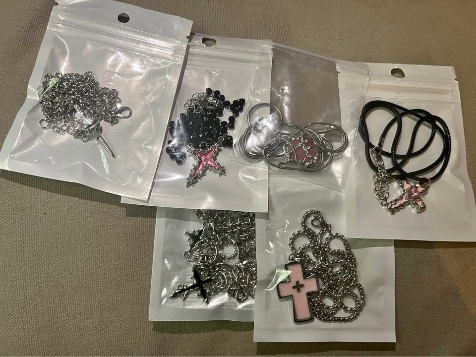 Hot Topic Pink Gothic Necklaces 6pcs.