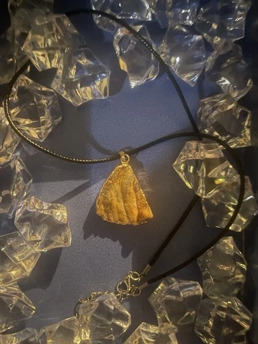 Fan-Shaped Gold Pendant Necklace with Adjustable Black Cord, Nat