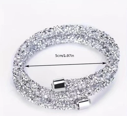 Double Crystals Rhinestones Bracelet for Women Fashion Jewelry - photo 2
