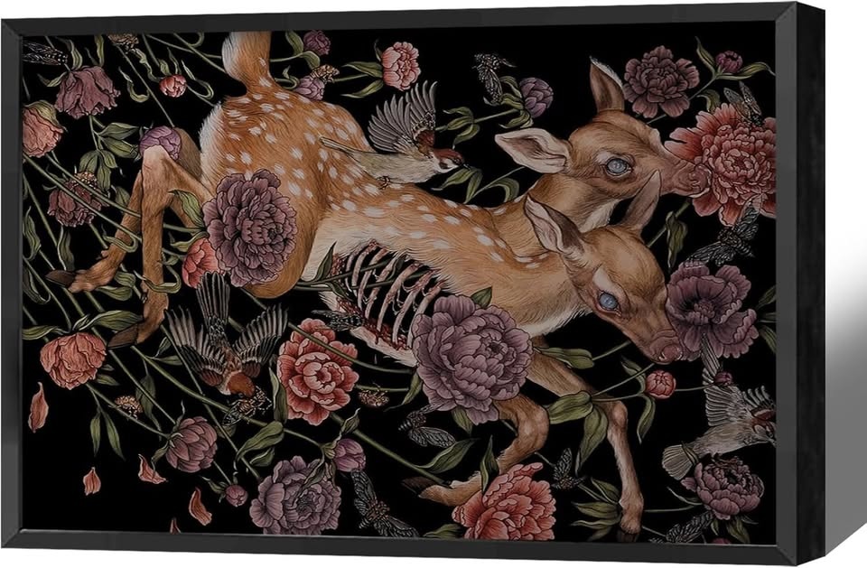 Retro Fawn Deer With Flowers Wall Decor - photo 3
