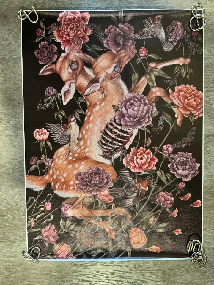 Retro Fawn Deer With Flowers Wall Decor - photo 4