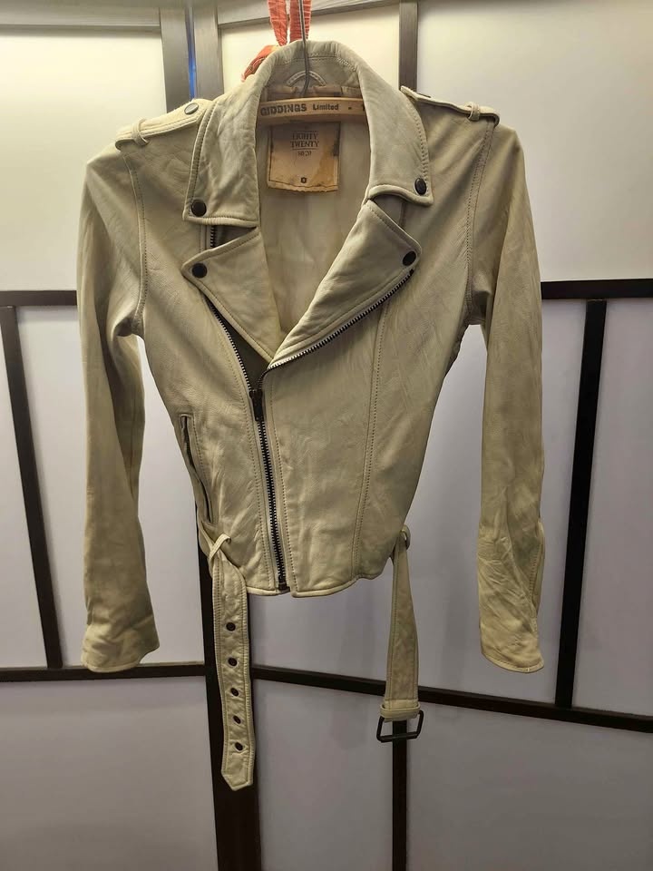 The Eighty Twenty White leather Motorcycle Jacket