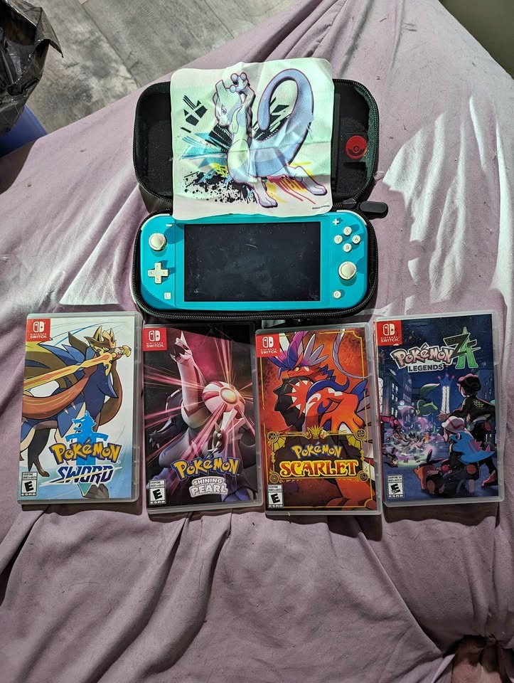 Nintendo Switch w/ 4 Latest Pokemon Games & Special Case