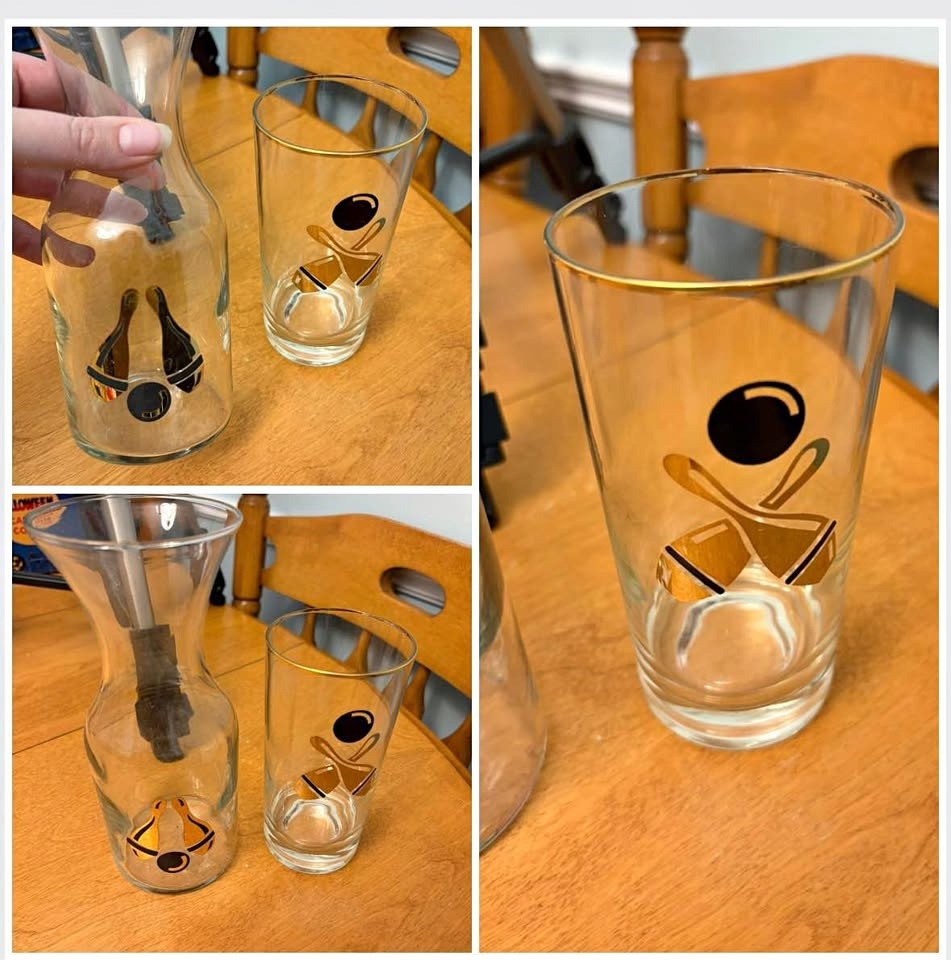 Vintage Bowling Glass and Pitcher Set