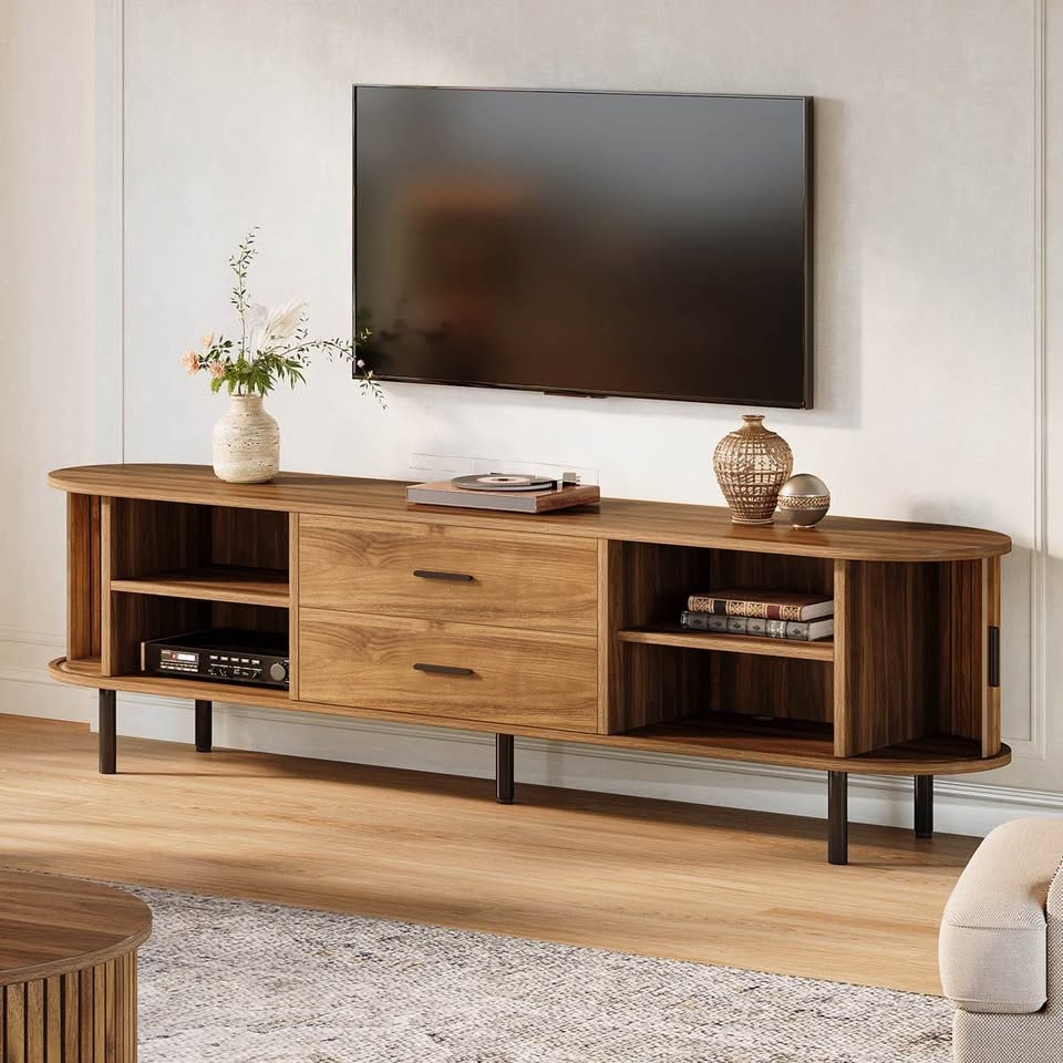 70" Mid-Century Modern TV Stand w/ Storage & Tambour Door - photo 4