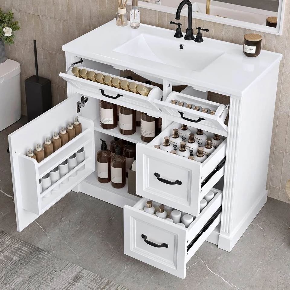 36 Inch Bathroom Vanity with Ceramic Basin