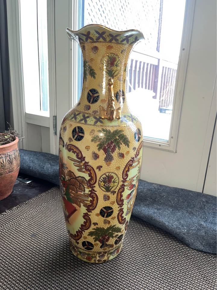 Hand Painted Antique Floor Vase - 22 Inches - photo 3