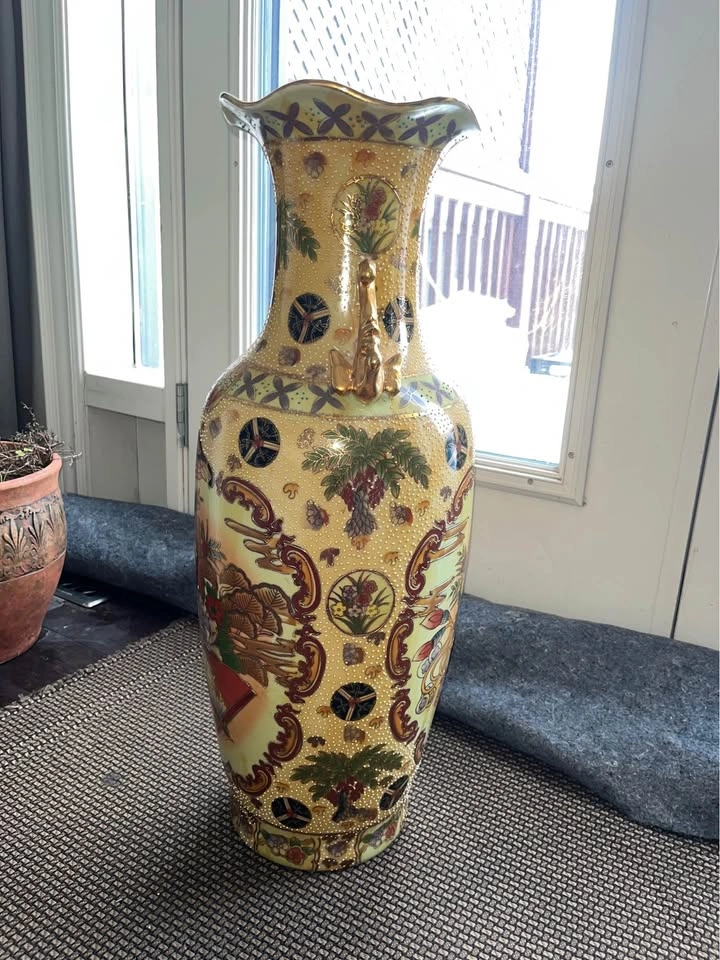 Hand Painted Antique Floor Vase - 22 Inches - photo 3