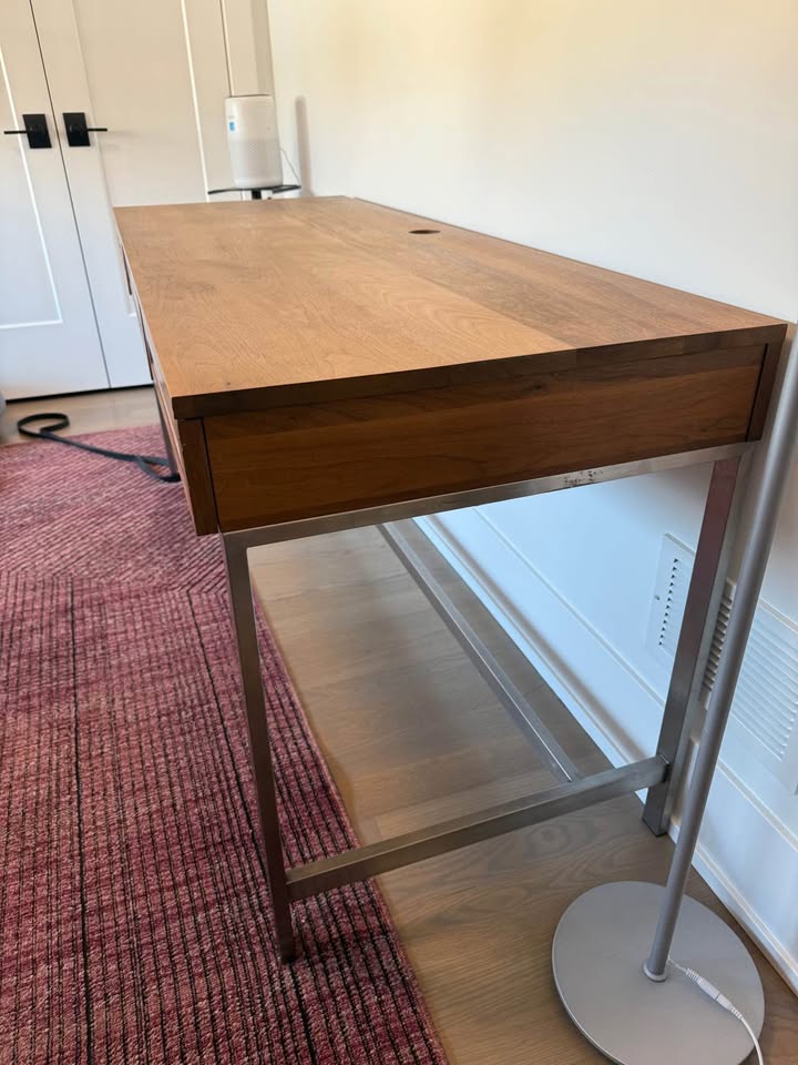 Modern Solid Wood Desk with Metal Legs – 64” Wide - photo 2
