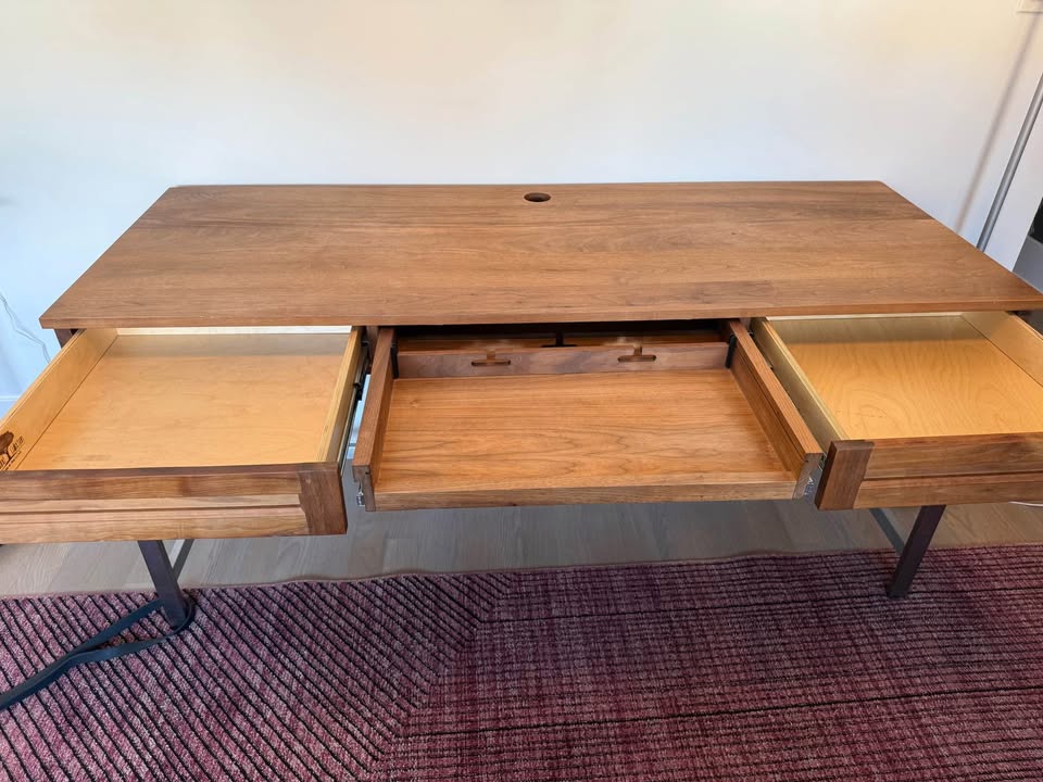 Modern Solid Wood Desk with Metal Legs – 64” Wide - photo 3