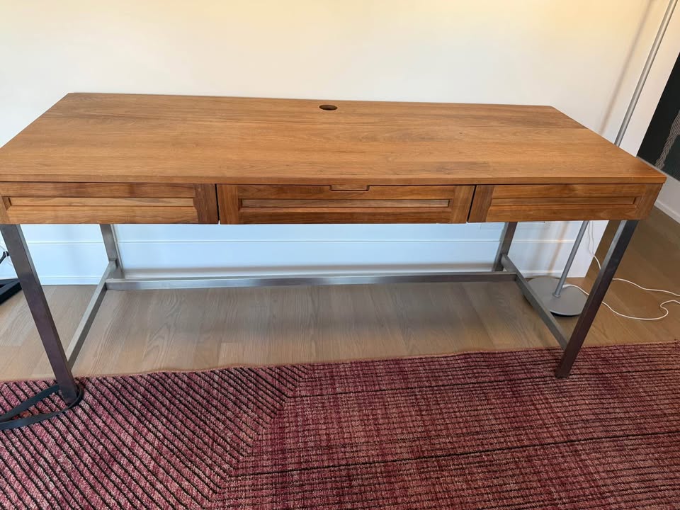 Modern Solid Wood Desk with Metal Legs – 64” Wide - photo 4