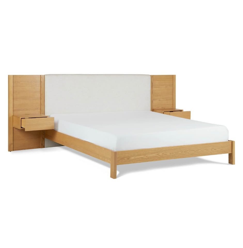 Cassie Ivory Chenille Oak King Bed Frame - Brand New - photo 3