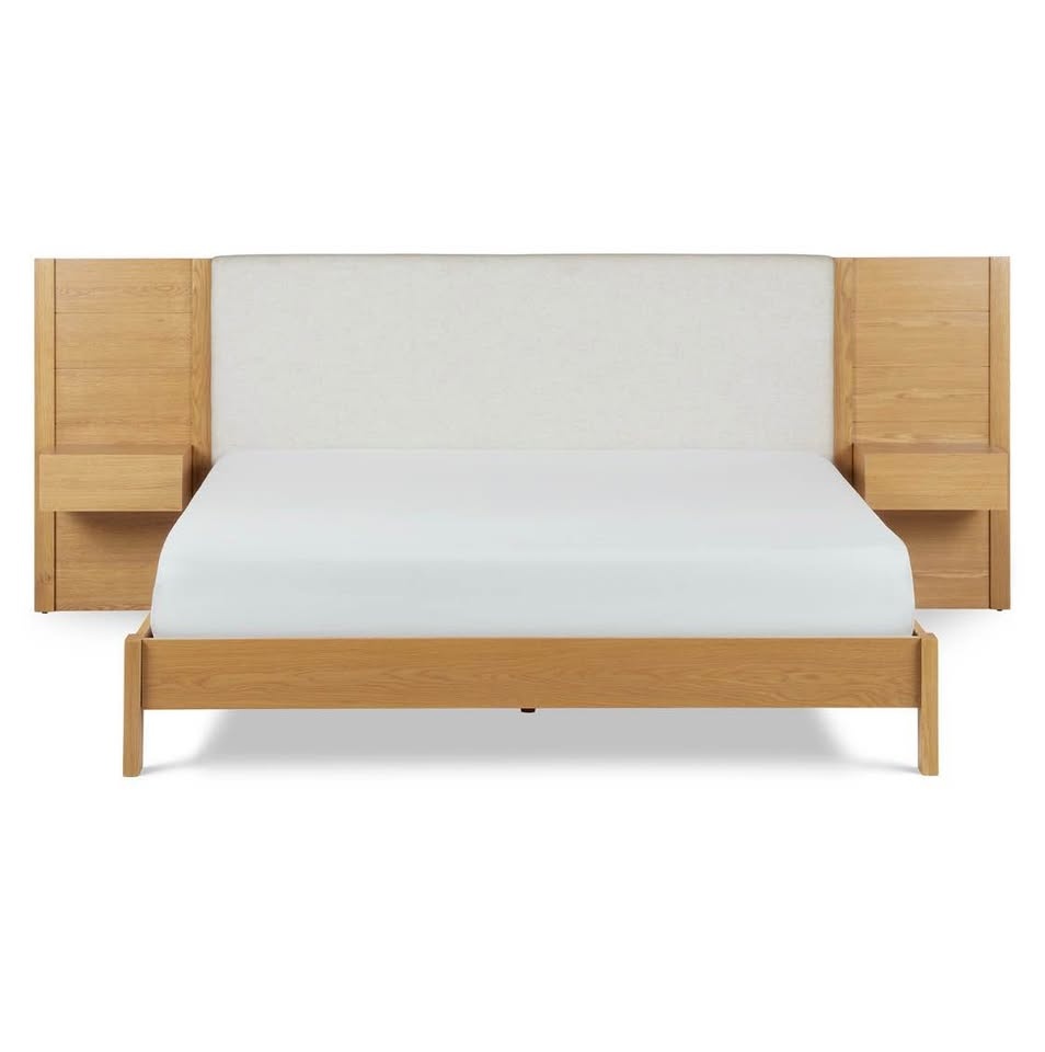 Cassie Ivory Chenille Oak King Bed Frame - Brand New - photo 4