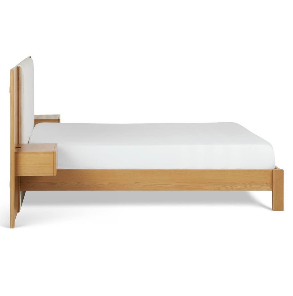 Cassie Ivory Chenille Oak King Bed Frame - Brand New - photo 5
