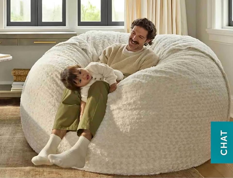 Supersac Beanbag & Black Velvet Ottoman - New