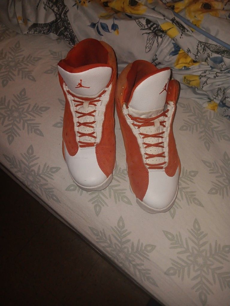 Jordan's White And Orange Size 11