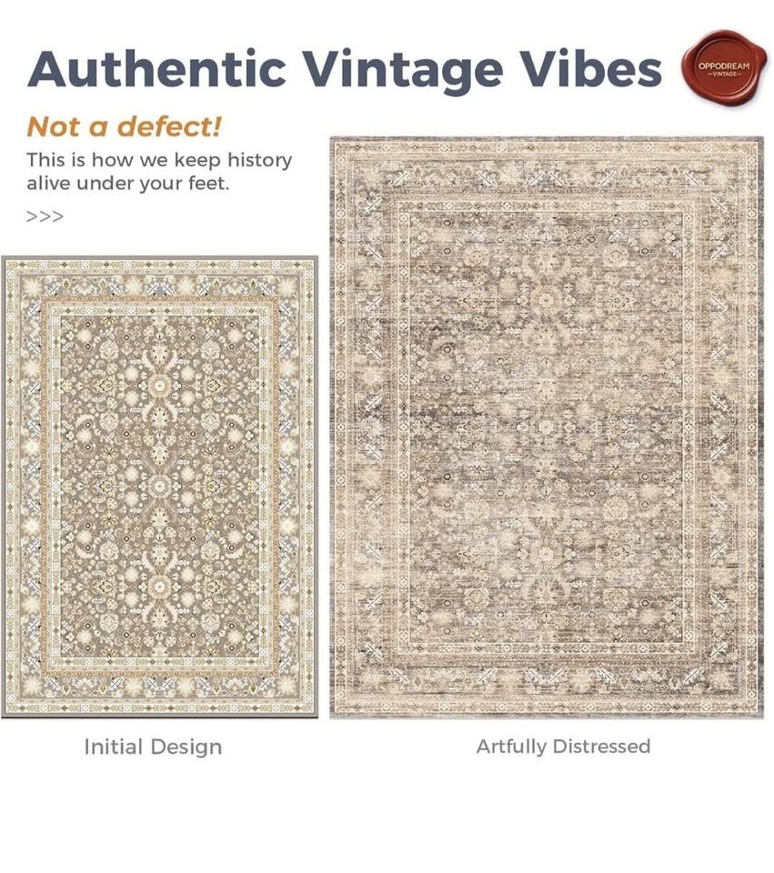 Brand New 10x14 Vintage Beige Washable Area Rug - photo 2